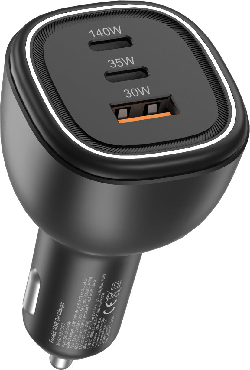 FoneKit Travel 165W, 2 x USB-C + USB-A -autolaturi – 3
