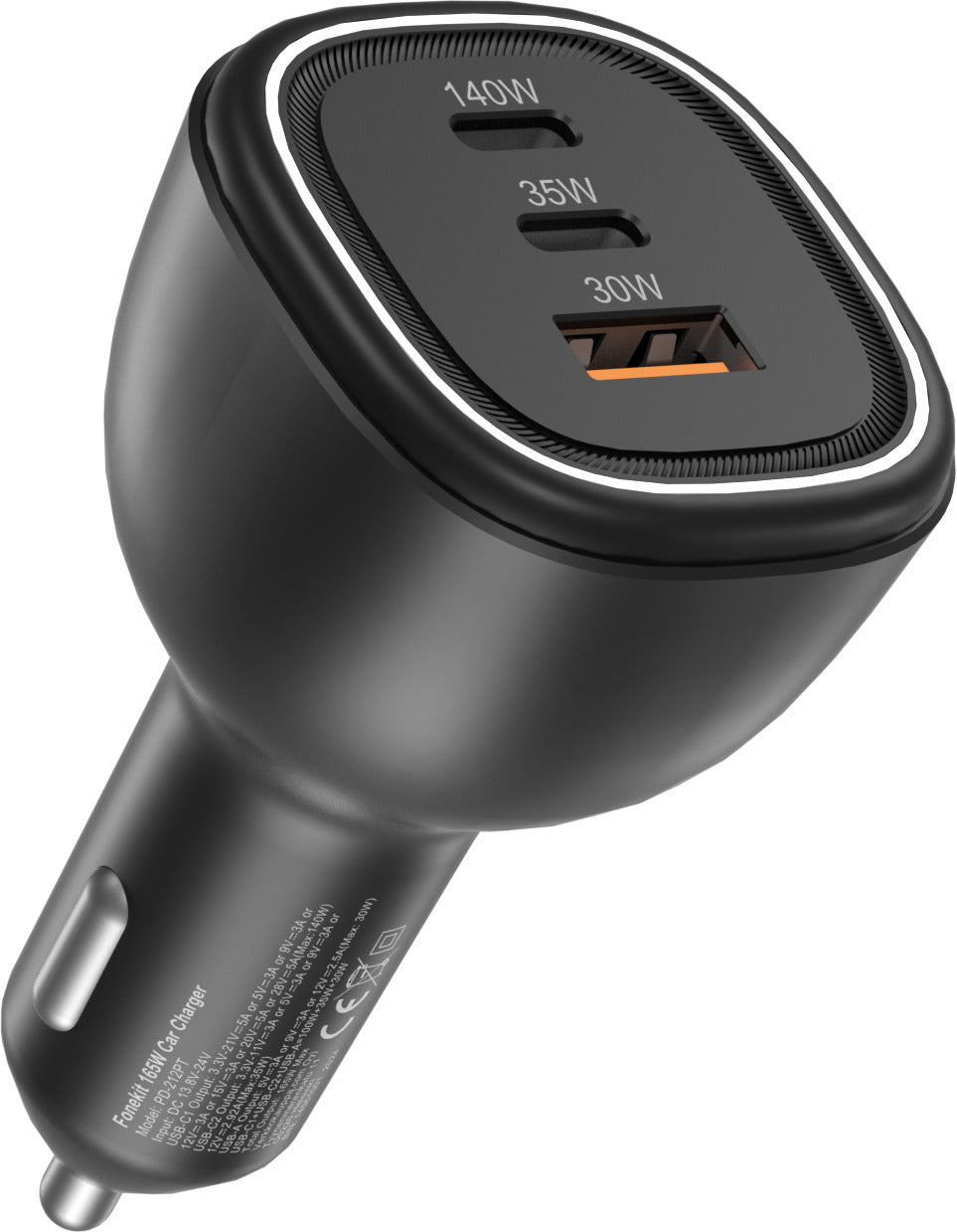 FoneKit Travel 165W, 2 x USB-C + USB-A -autolaturi – 5