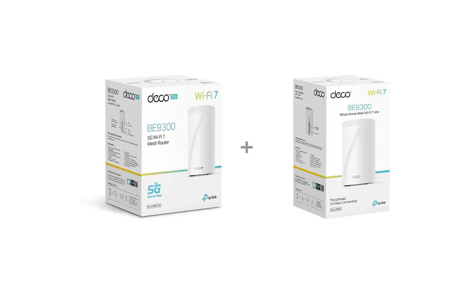 TP-LINK Deco BE65-5G 5G/4G/3G -modeemi ja WiFi 7 -tukiasema + WiFi 7 -tukiasema