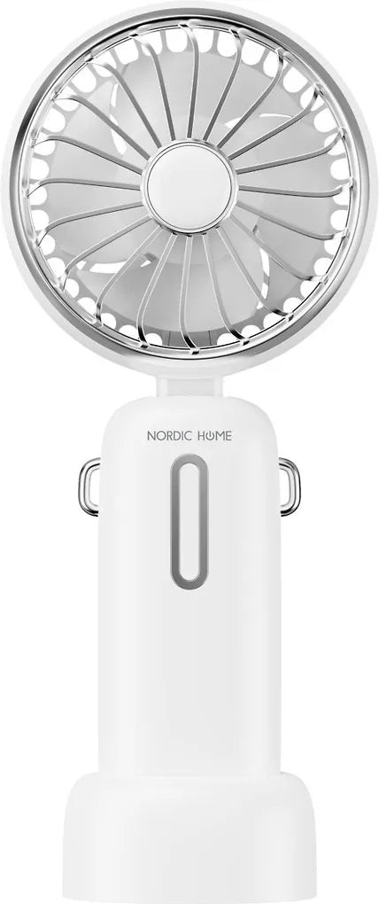 Nordic Home bärbar fläkt med bärrem, USB-C uppladdningsbar