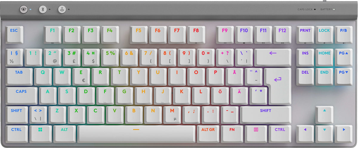 Logitech G515 LIGHTSPEED TKL -pelinäppäimistö, valkoinen, Tactile-kytkimet – kuva 1