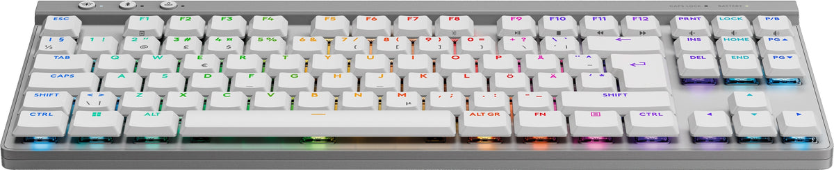 Logitech G515 LIGHTSPEED TKL -pelinäppäimistö, valkoinen, Tactile-kytkimet – kuva 2