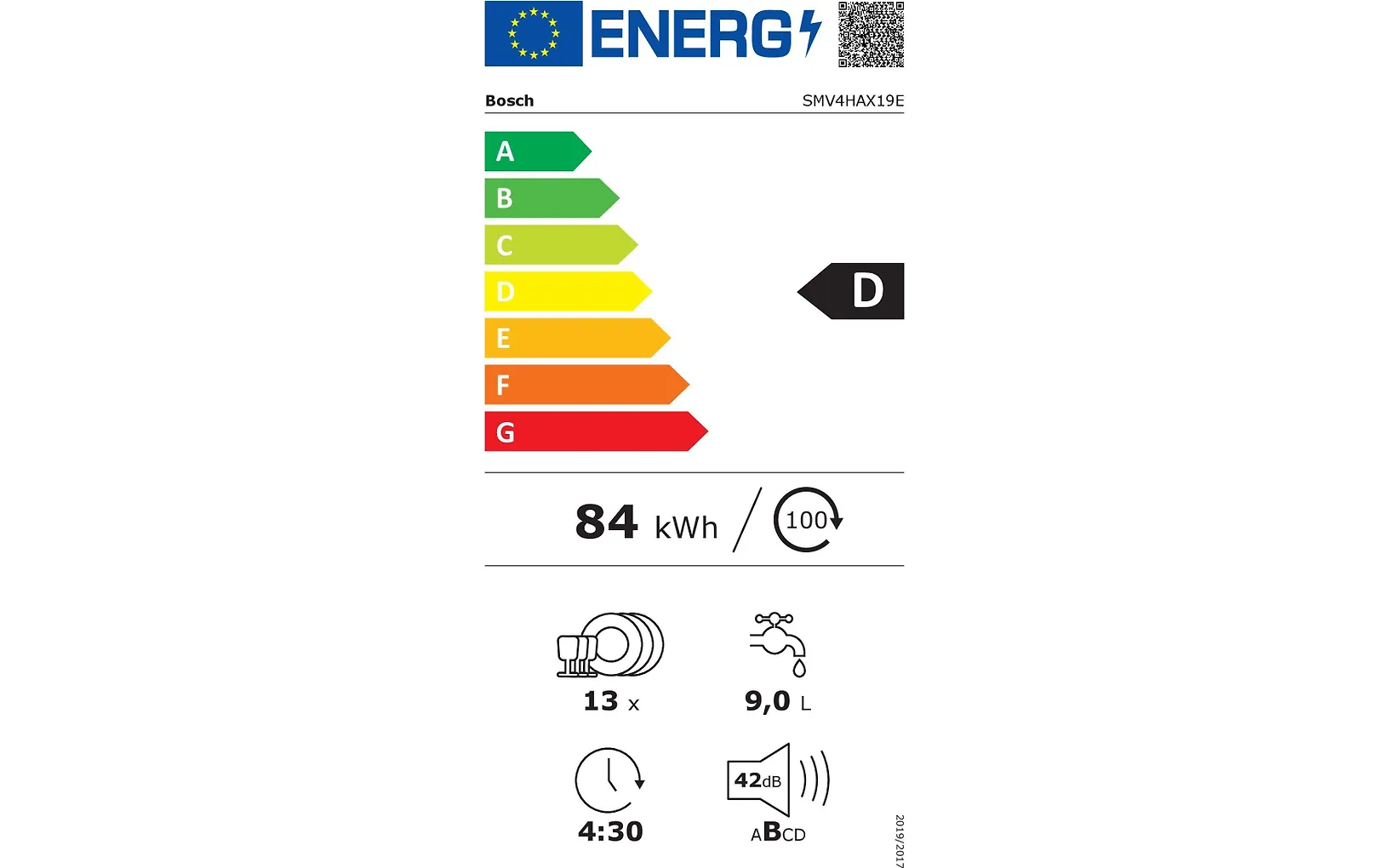 Bosch SMV4HAX19E Serie 4 diskmaskin, integrerad