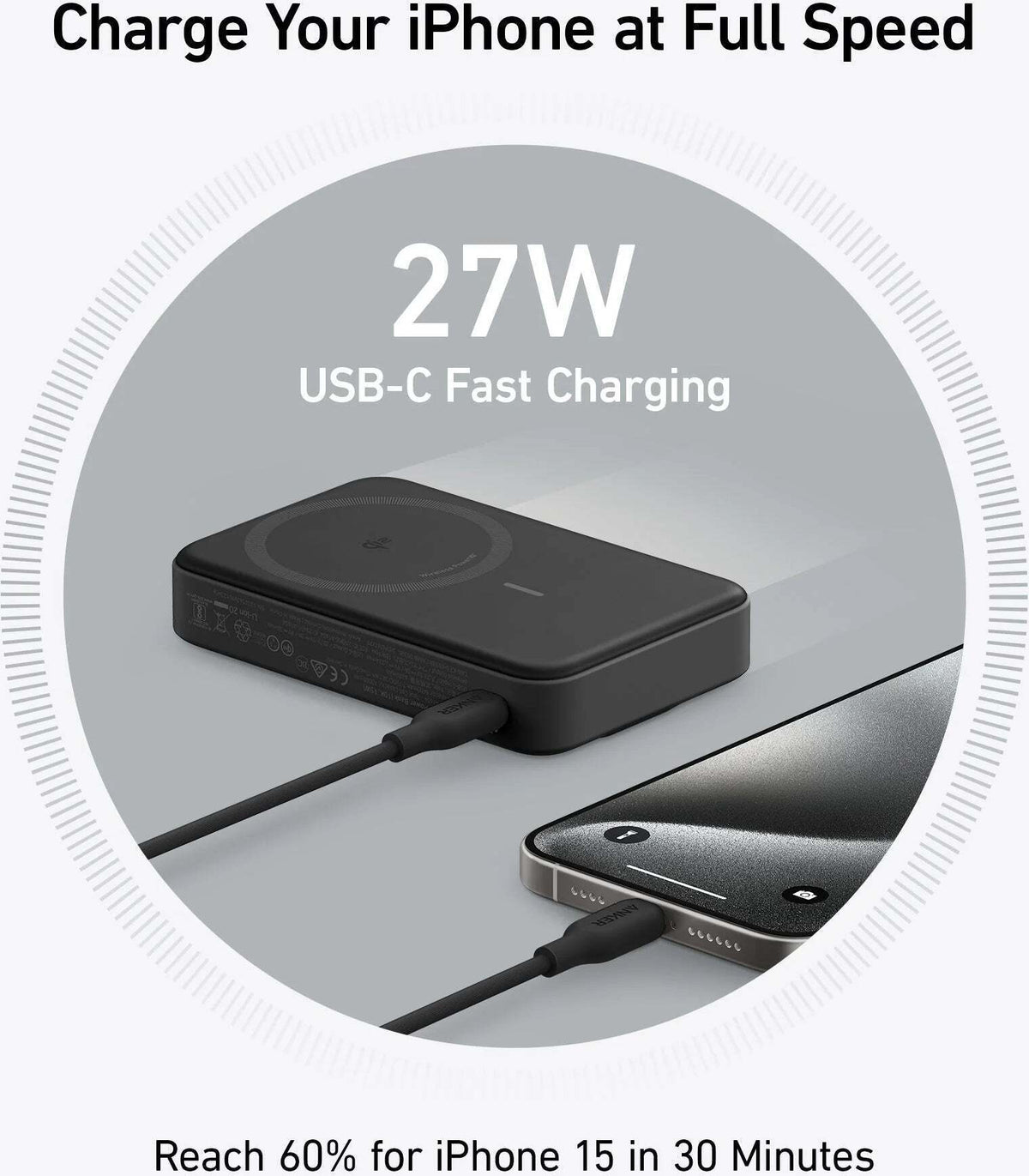 Anker MagGo Power Bank (10K) -varavirtalähde, 10 000 mAh, musta