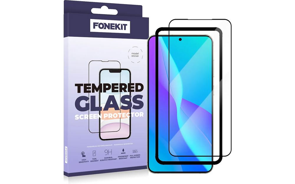 FoneKit Full Cover -panssarilasi, Samsung Galaxy S25+ / S24+, musta