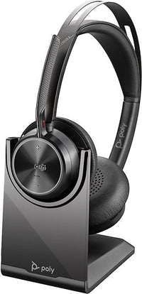 Poly Voyager Focus 2 Bluetooth-kuulokemikrofoni lataustelineellä, Microsoft Teams -sertifioitu