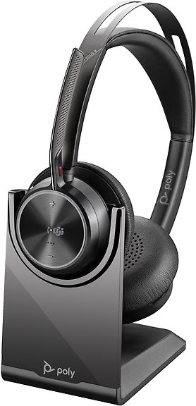 Poly Voyager Focus 2 Bluetooth-kuulokemikrofoni lataustelineellä, Microsoft Teams -sertifioitu