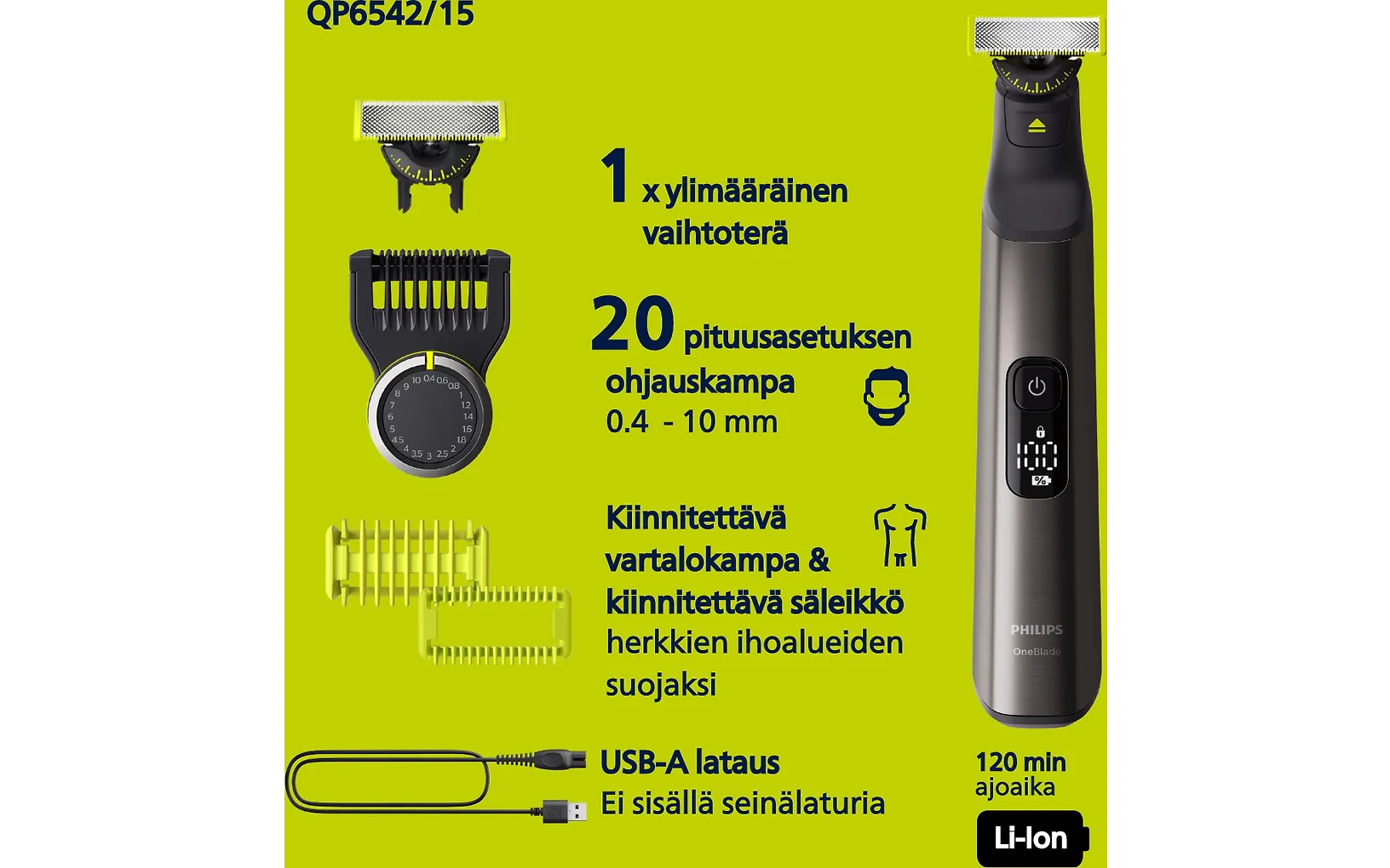 Philips OneBlade Pro 360 Face & Body QP6552/15 skägg- och kroppstrimmer