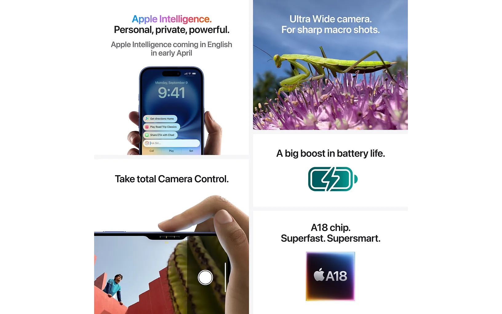 Apple iPhone 16 256 GB telefon, vit (MYEF3)