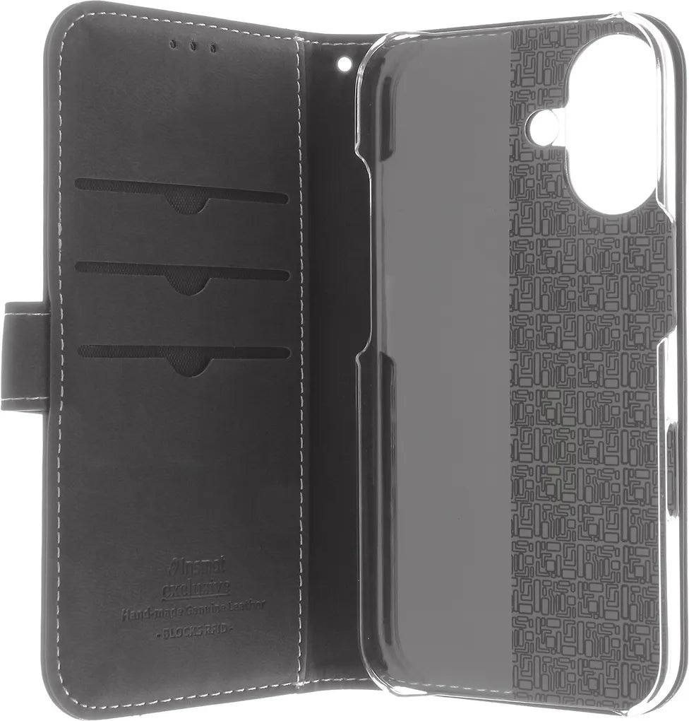 Insmat Exclusive Flip Case plånboksfodral, Apple iPhone 16, svart