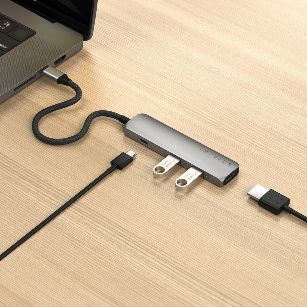 Satechi Slim USB-C-Hubi, 4 porttia, tähtiharmaa – kuva 7