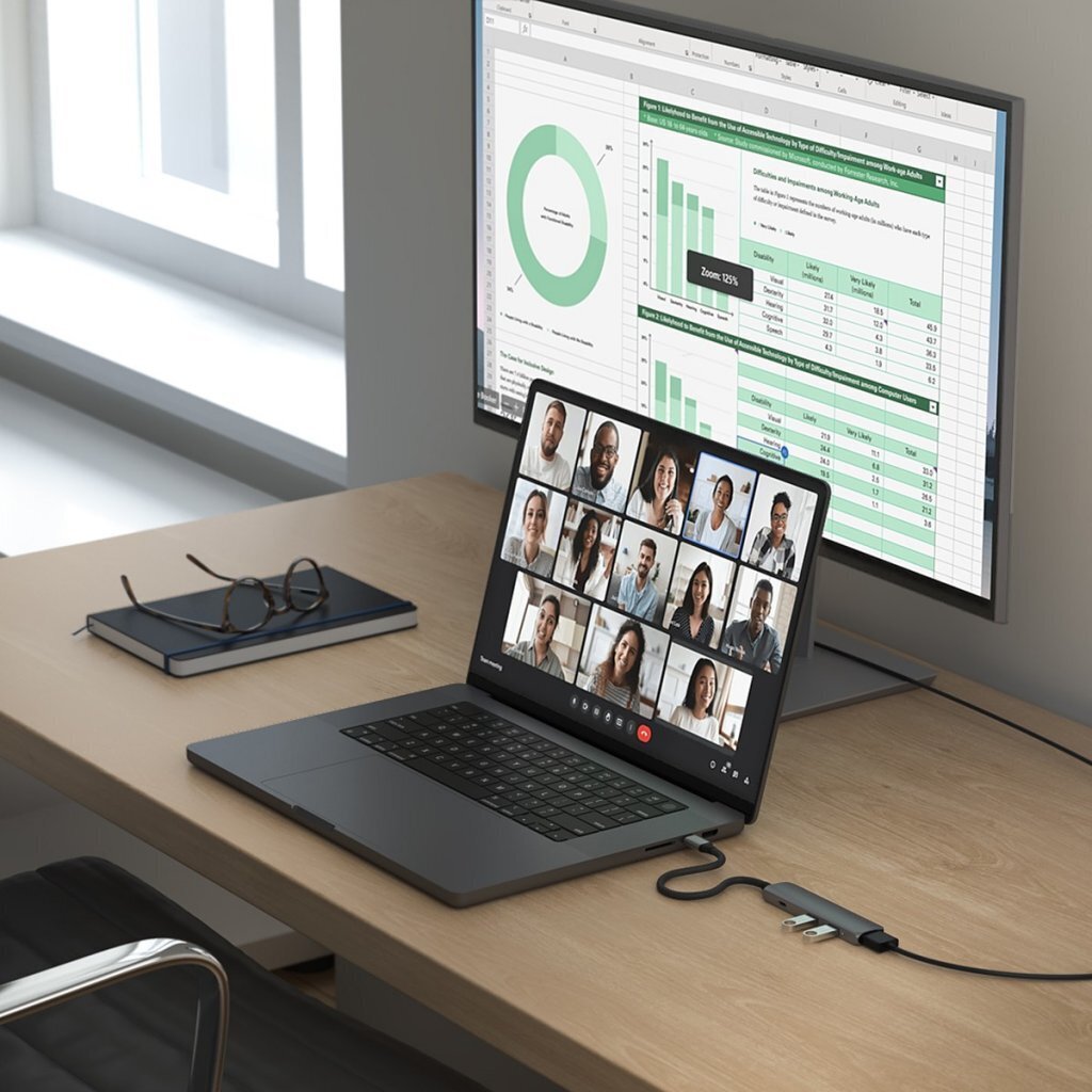 Satechi Slim USB-C-Hubi, 4 porttia, tähtiharmaa – kuva 8