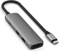 Satechi Slim USB-C-Hubi, 4 porttia, tähtiharmaa