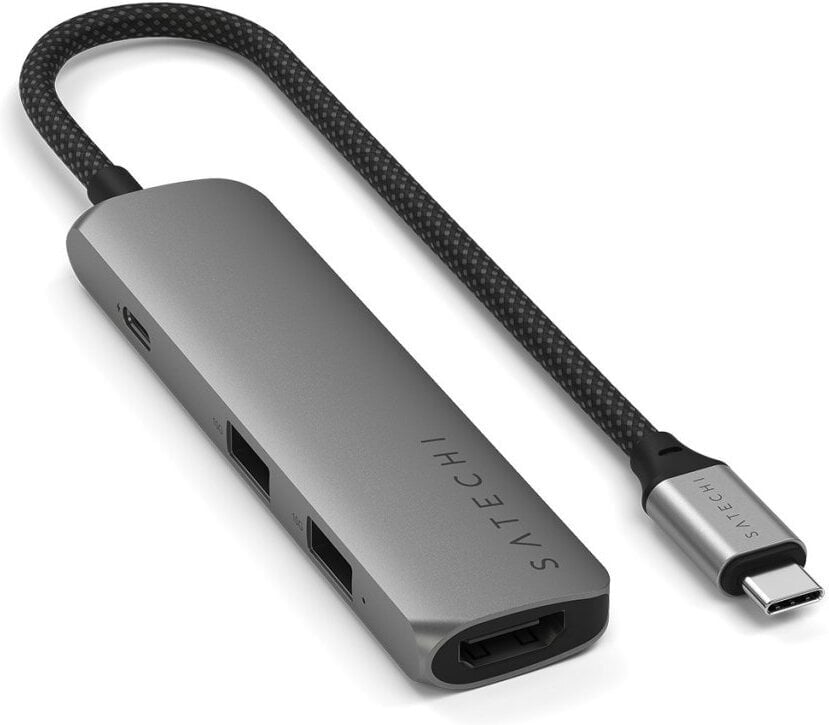 Satechi Slim USB-C-Hubi, 4 porttia, tähtiharmaa