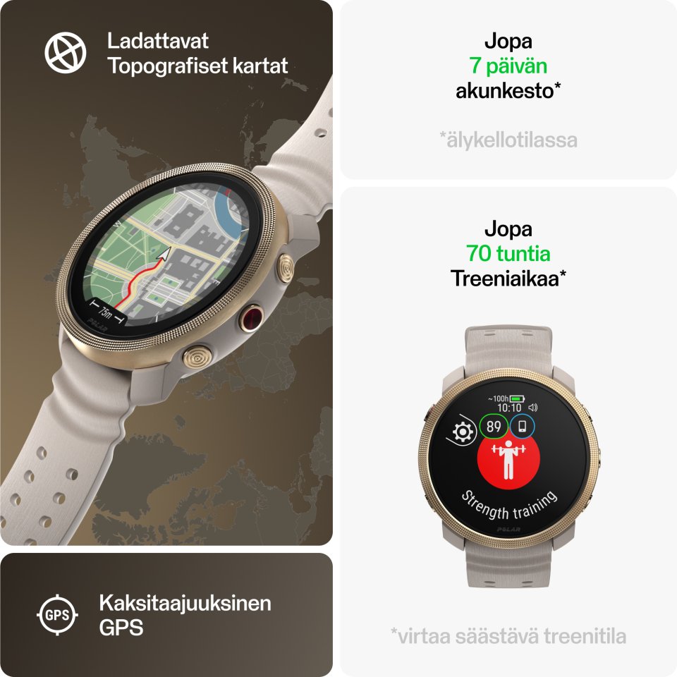 Polar Vantage M3 -urheilukello, greige / kulta, S-L