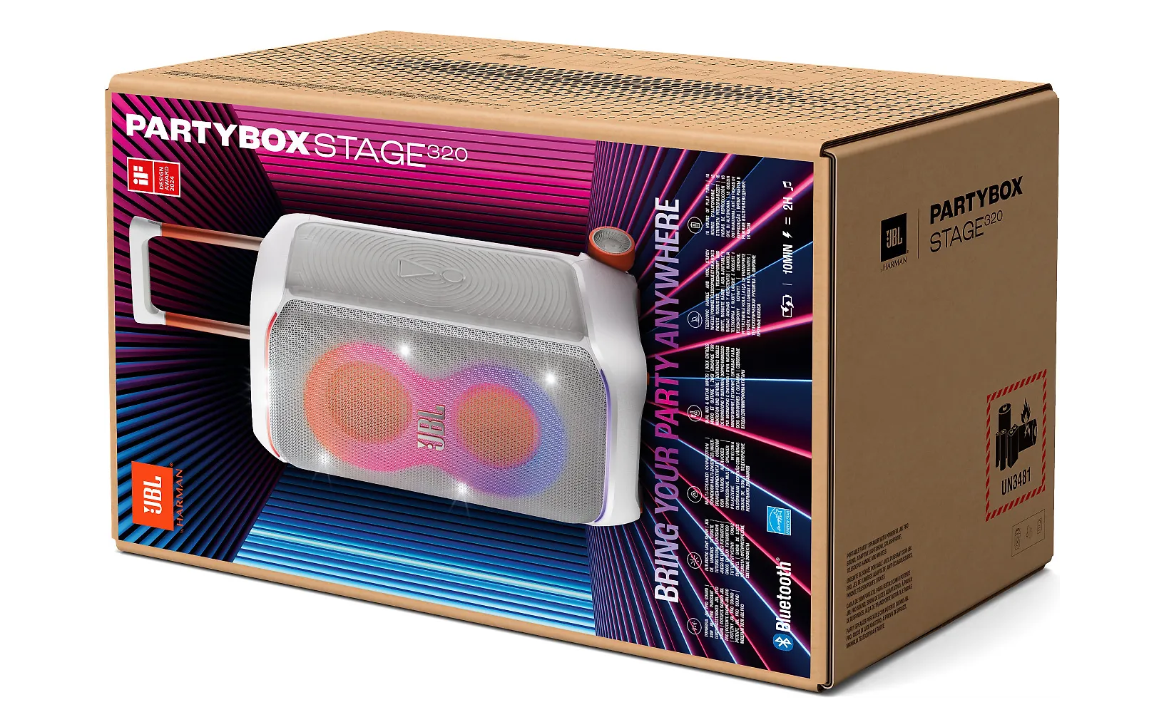 JBL PartyBox Stage 320 bilekaiutin, valkoinen