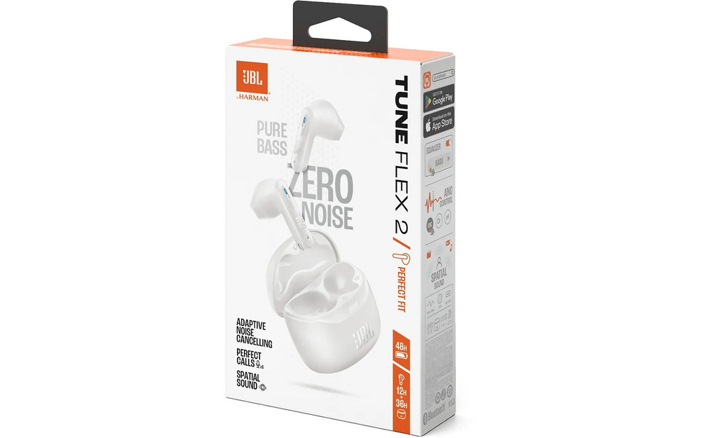 JBL Tune Flex 2 nappikuulokkeet aktiivisella melunvaimennuksella, valkoinen
