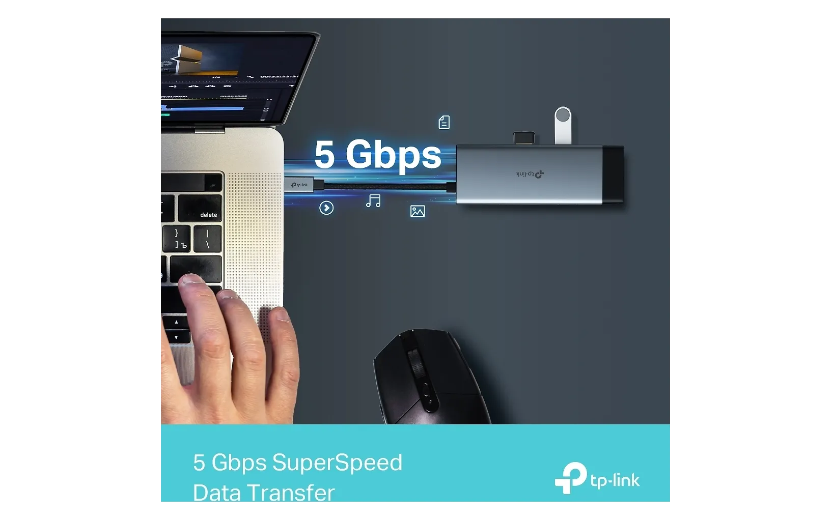TP-LINK UH6120C 6 in 1 USB-C -Multiport ja gigabit ethernet -sovitin