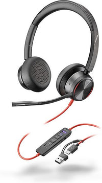 Poly Blackwire 8225 USB-C -stereokuulokemikrofoni + USB-C/A-sovitin, Teams (8X225AA)