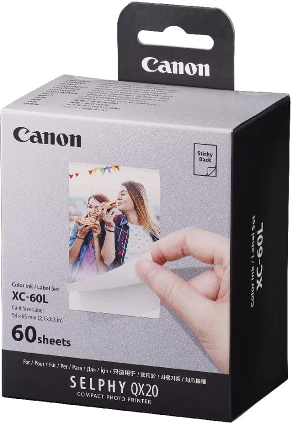 SELPHY Color Ink/Label XC-60L -valokuvatarrat ja 3 mustekasettia – kuva 1