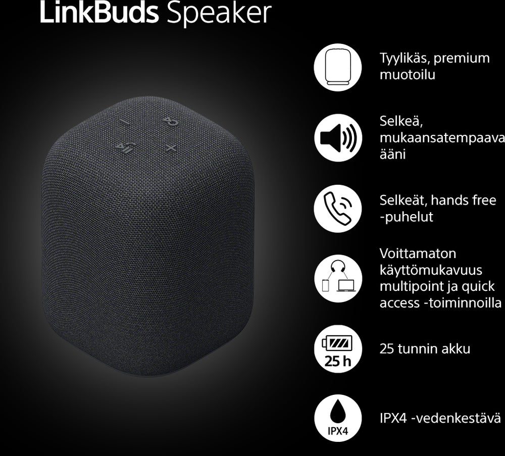 Sony Linkbuds Speaker Bluetooth-kaiutin, musta – kuva 2