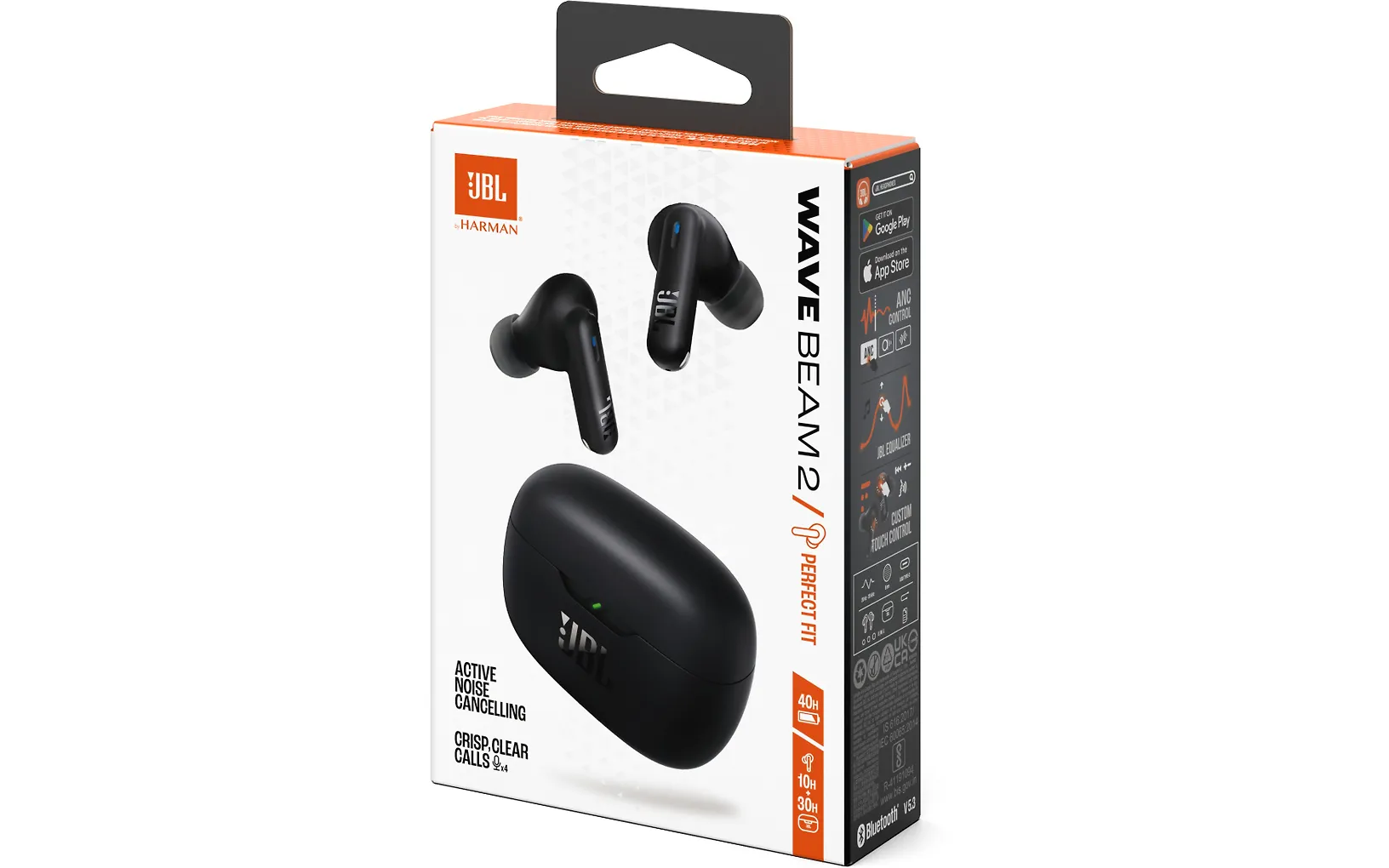 JBL Wave Beam 2 nappikuulokkeet aktiivisella melunvaimennuksella, musta