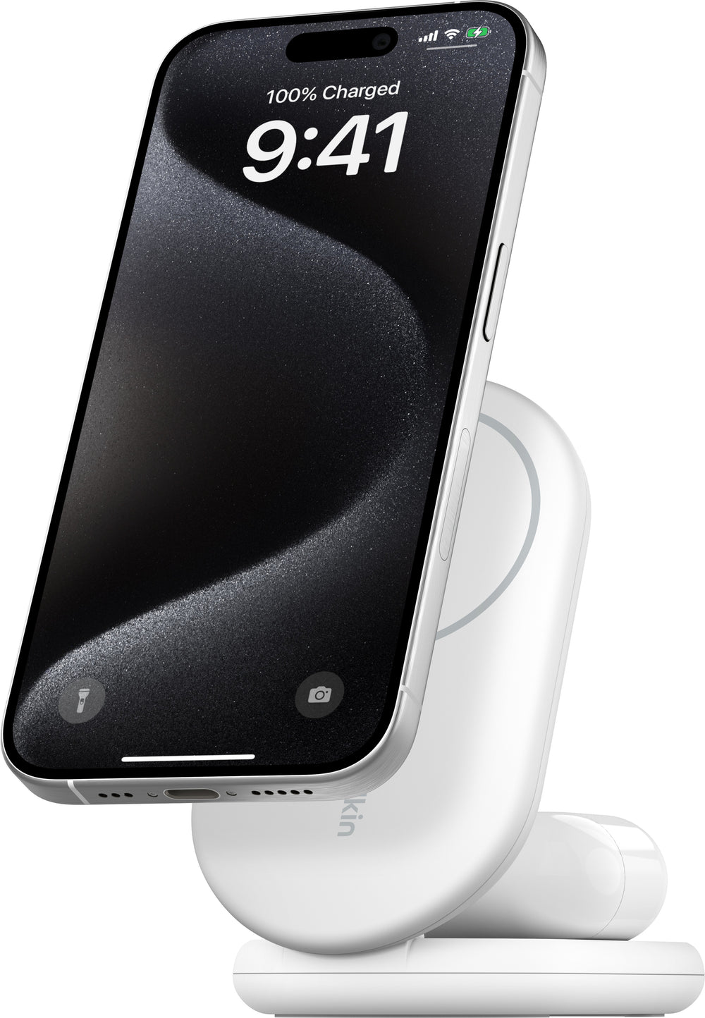 Belkin BoostCharge 2 in 1 magneettinen taitettava laturi, valkoinen – kuva 1