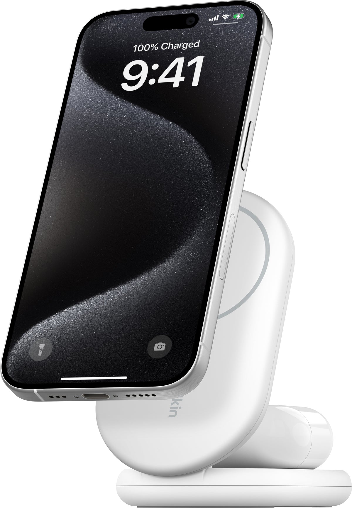 Belkin BoostCharge 2 in 1 magneettinen taitettava laturi, valkoinen – kuva 1