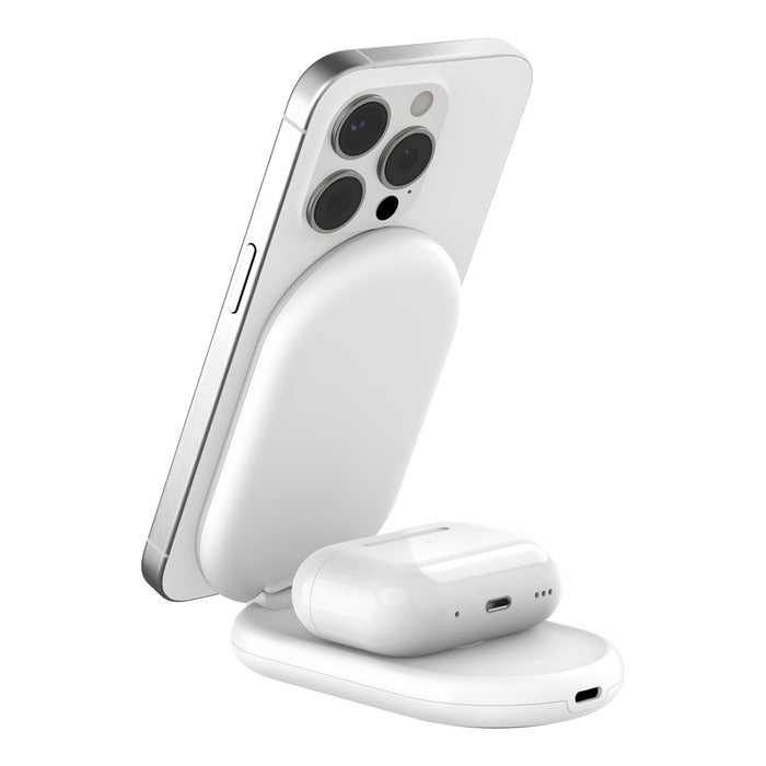Belkin BoostCharge 2 in 1 magneettinen taitettava laturi, valkoinen – kuva 4