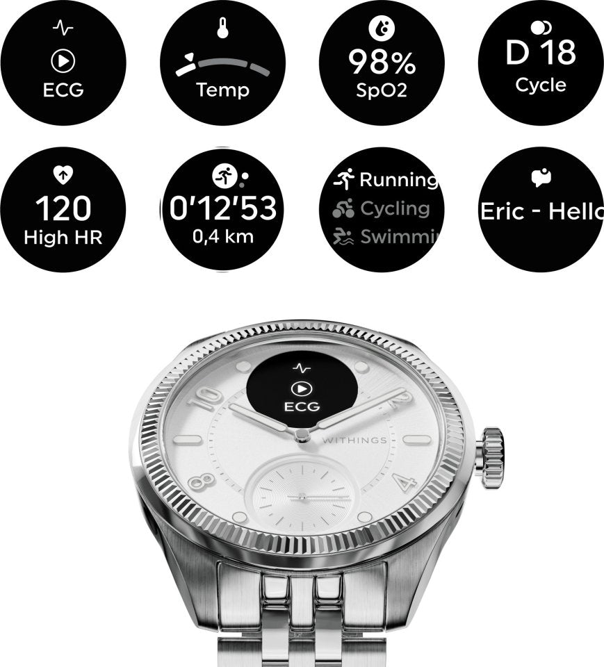 Withings Scanwatch Nova Brilliant älykello, 39 mm, valkoinen