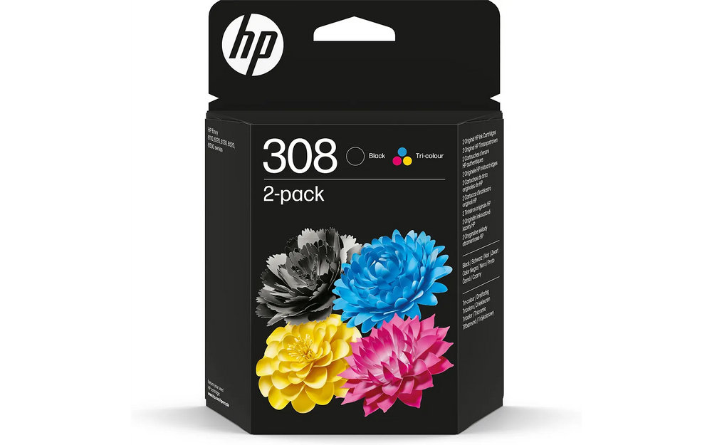 HP 308 Black/Tri-color -mustekasetti, tuplapakkaus - E-store.fi