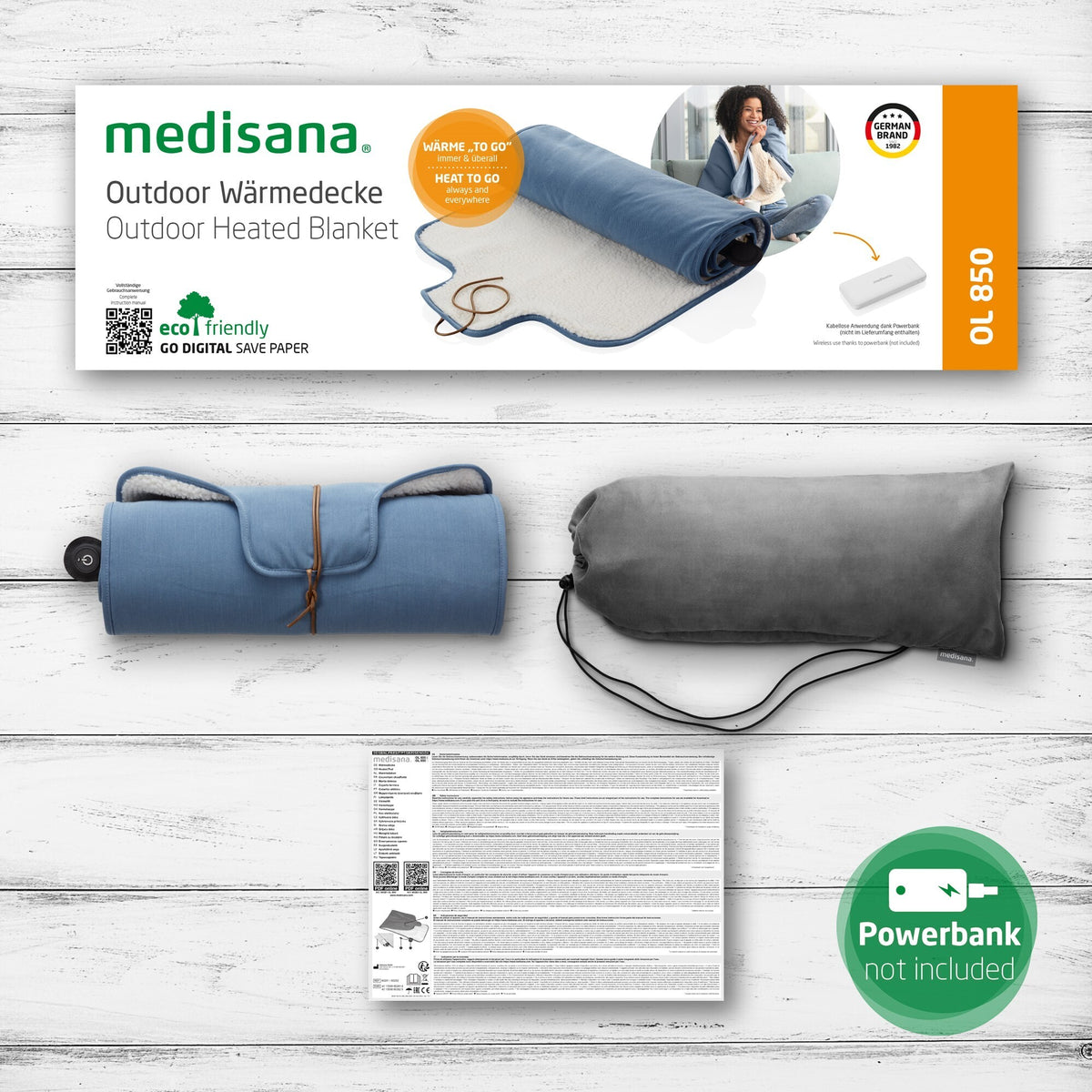 Medisana OL850 Outdoor lämpöpeitto, sininen