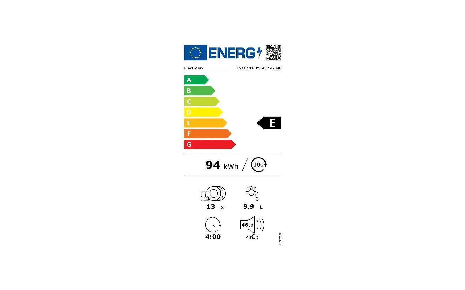 Electrolux ESA17200UW 300 AirDry diskmaskin, vit