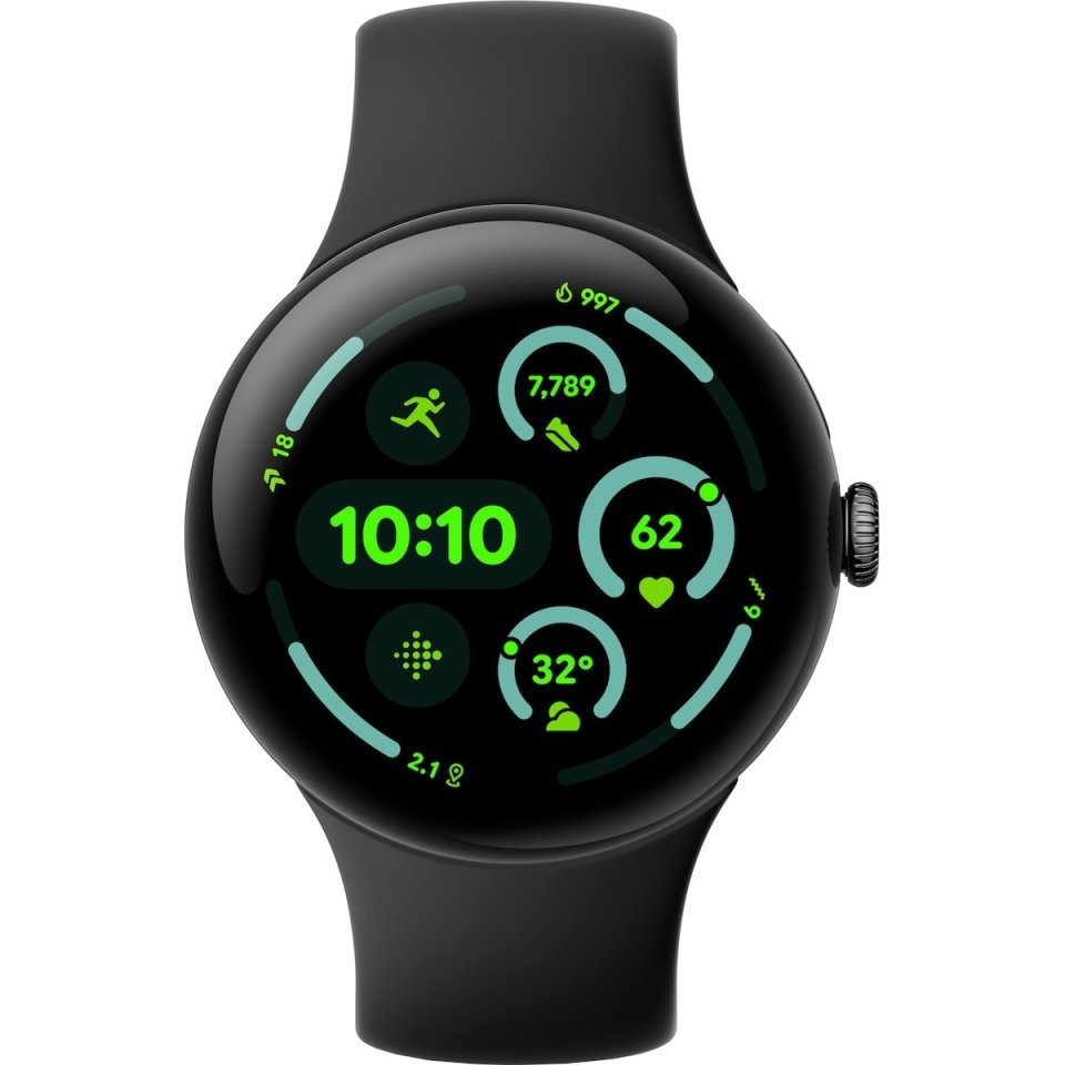 Google Pixel Watch 3 WiFi -älykello, 45 mm, Obsidian / Matte Black