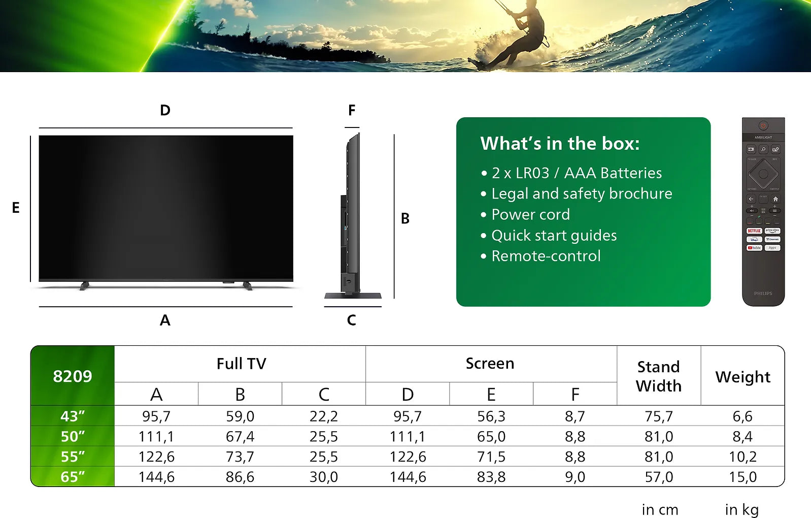 Philips 43" PUS8209 – 4K QLED Ambilight TV