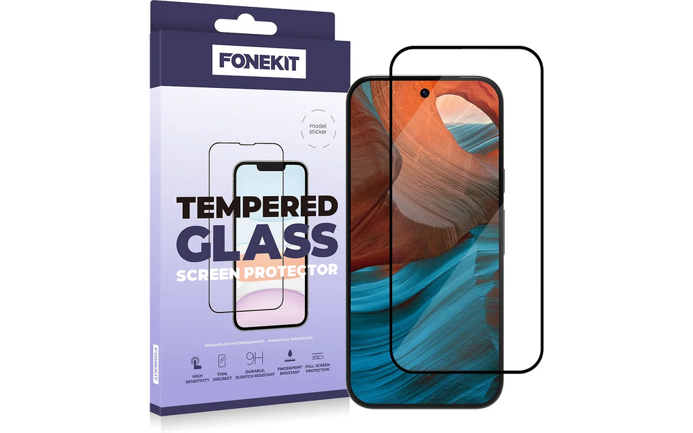 Fonekit Full Cover-skärmskydd i härdat glas, Google Pixel 9A