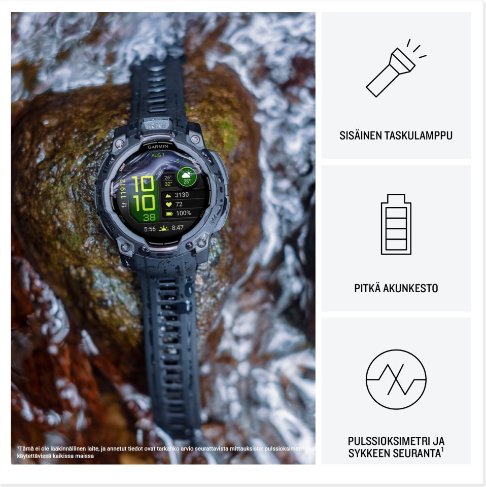 Garmin Instinct 3 GPS-älykello, 45 mm, vedenvihreä