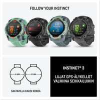 Garmin Instinct 3 GPS-älykello, 45 mm, vedenvihreä
