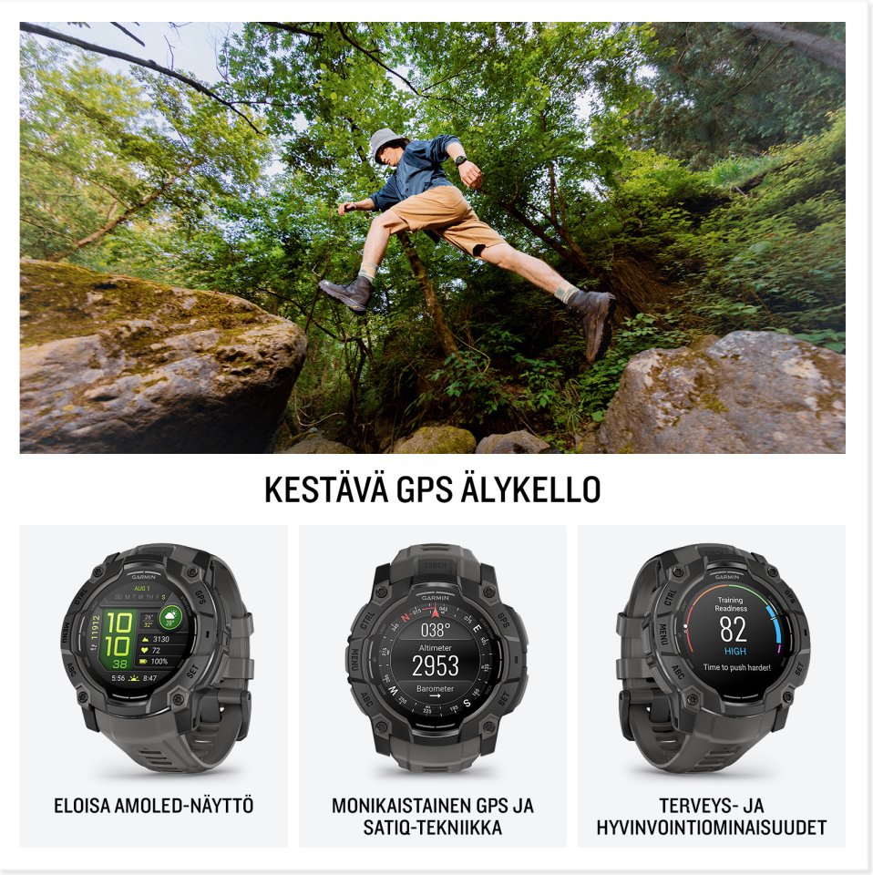 Garmin Instinct 3 GPS-älykello, 50 mm, musta / grafiitinharmaa