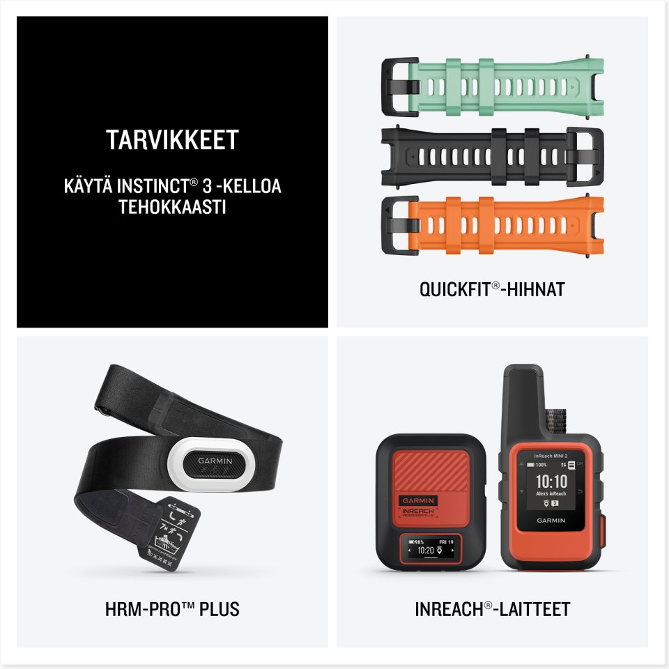Garmin Instinct 3 GPS-älykello, 50 mm, musta / grafiitinharmaa
