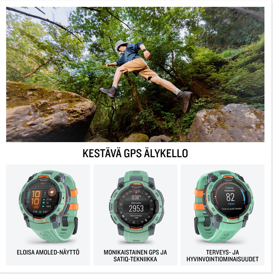 Garmin Instinct 3 GPS-älykello, 50 mm, vedenvihreä