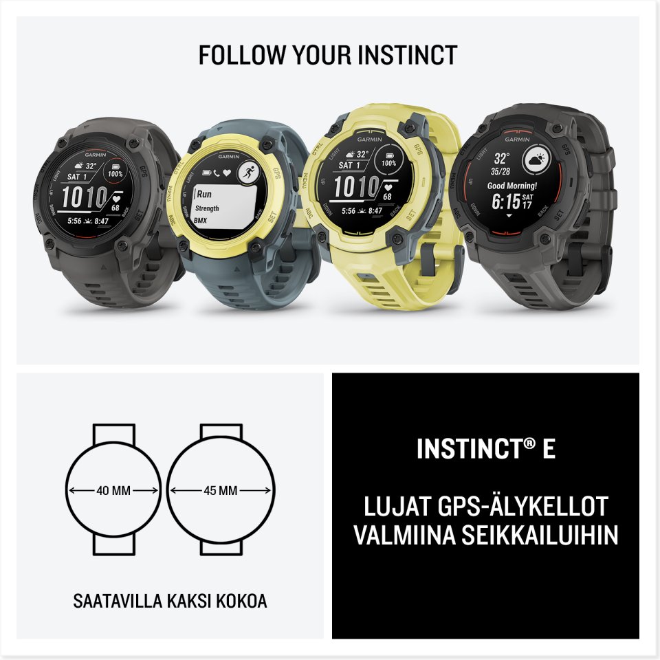 Garmin Instinct E GPS-älykello, 40 mm, limenvihreä