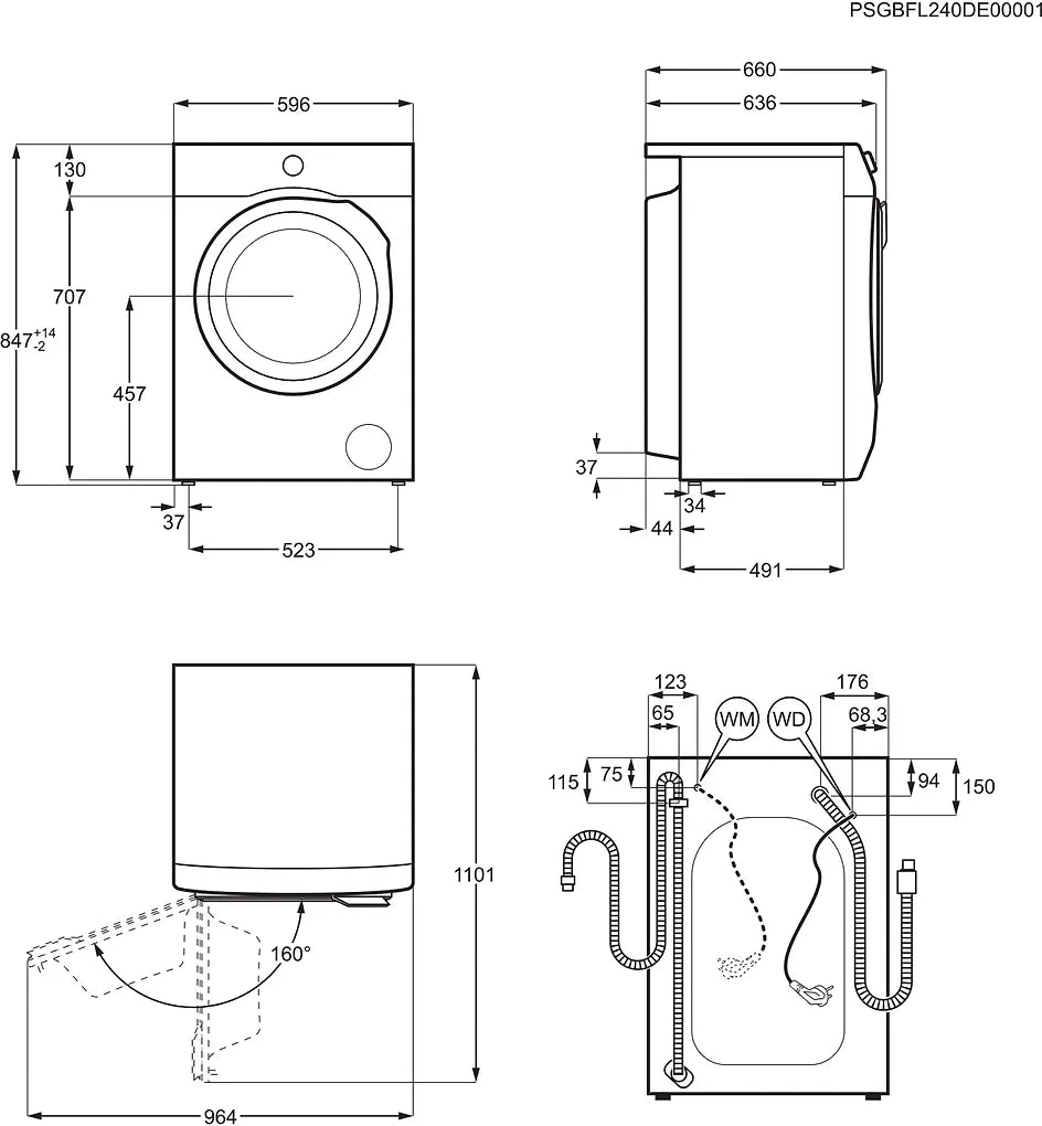 Electrolux EWI742LX6G 700 SteamCare kuivaava pesukone, musta