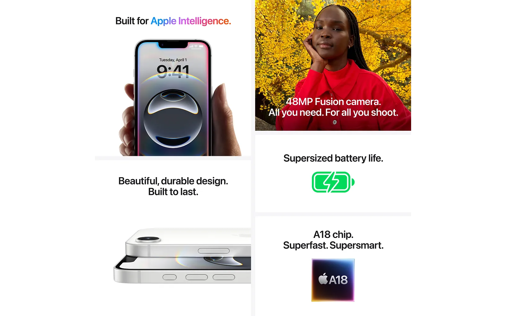 Apple iPhone 16e 128 GB telefon, vit (MD1R4)