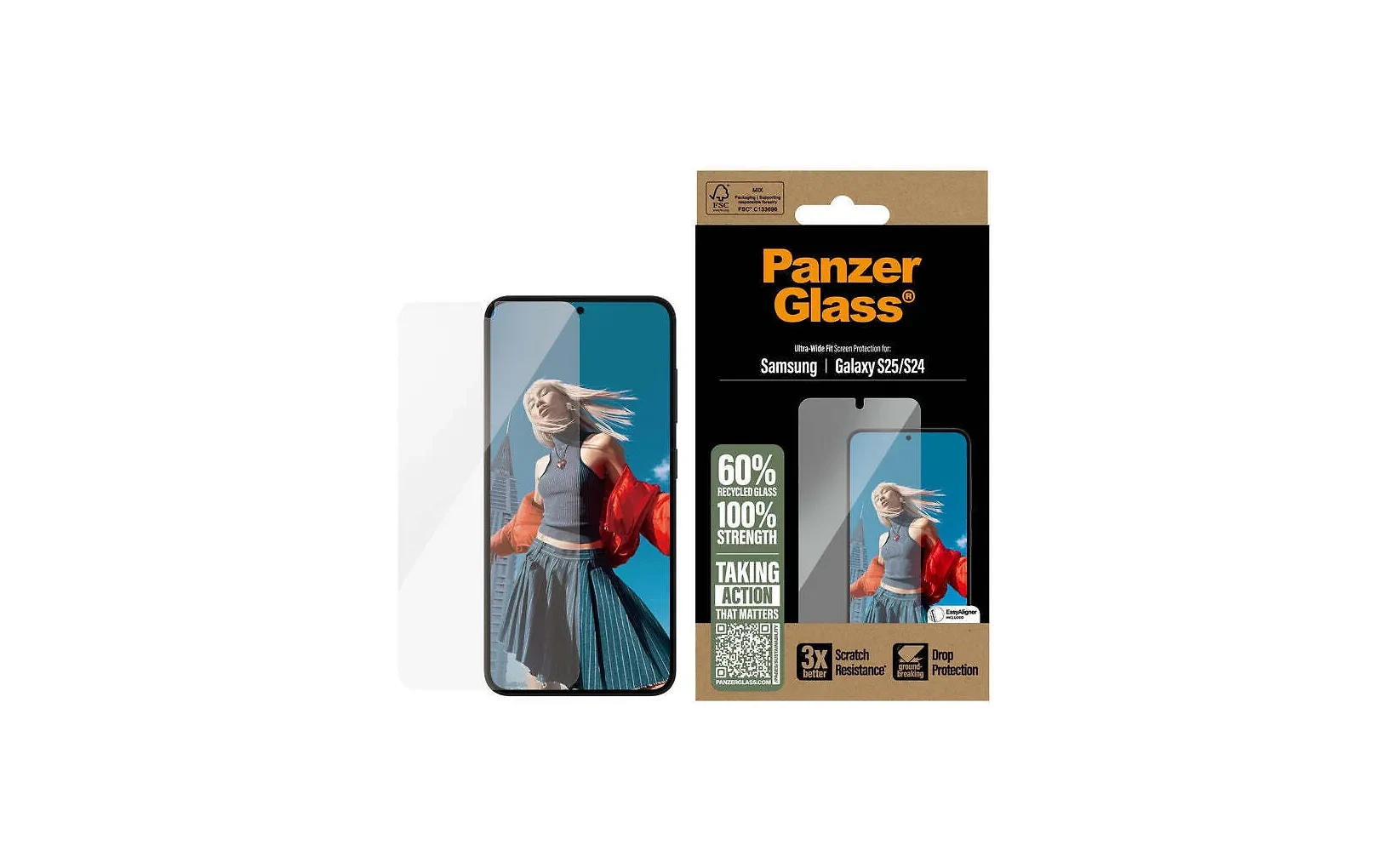 PanzerGlass Ultra Wide Fit panssarilasi, Samsung Galaxy S25 / S24