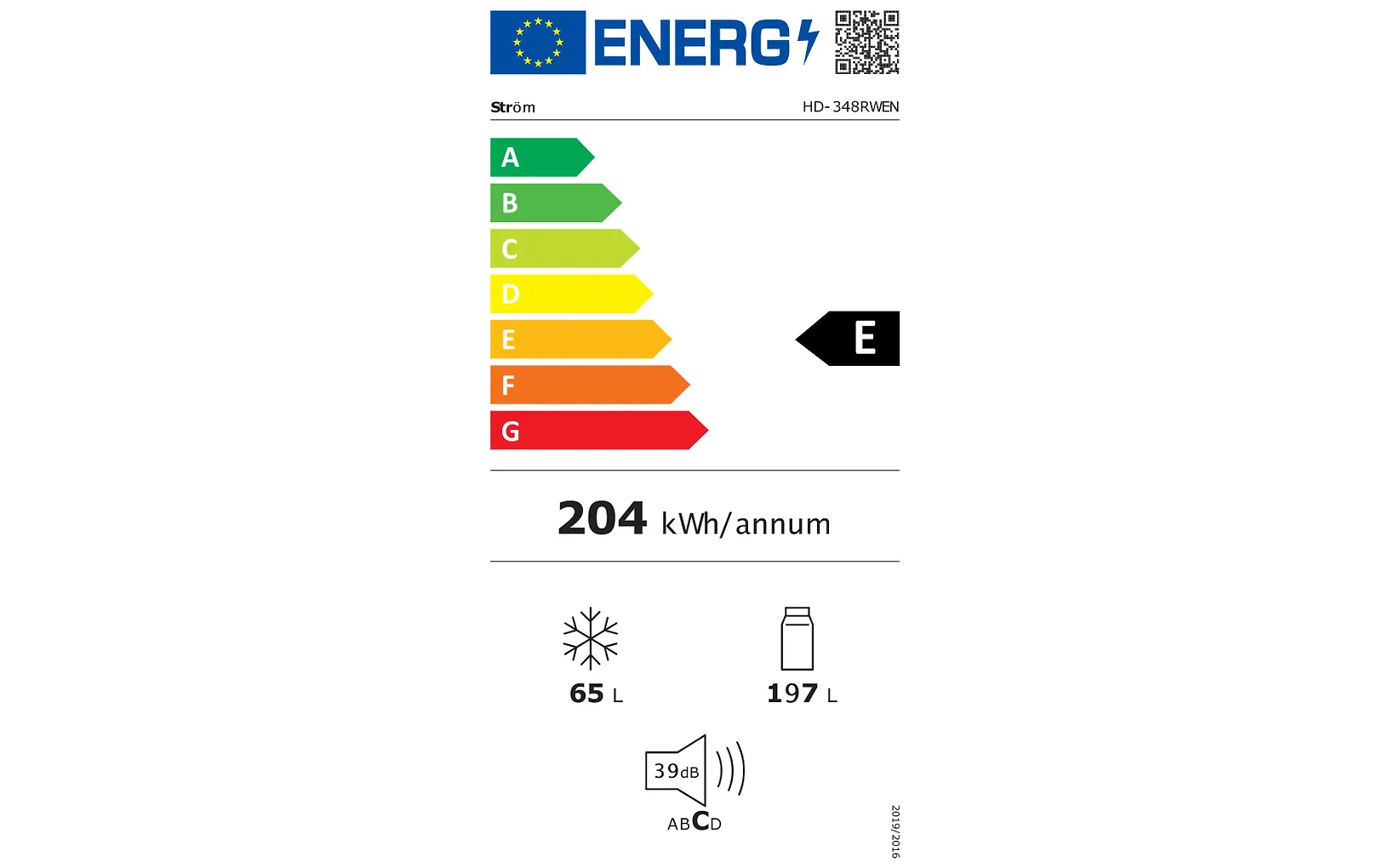 Ströme HD-348RWEN/WH kyl/frys, vit