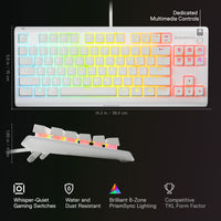 SteelSeries Apex 3 TKL pelinäppäimistö, valkoinen – kuva 3