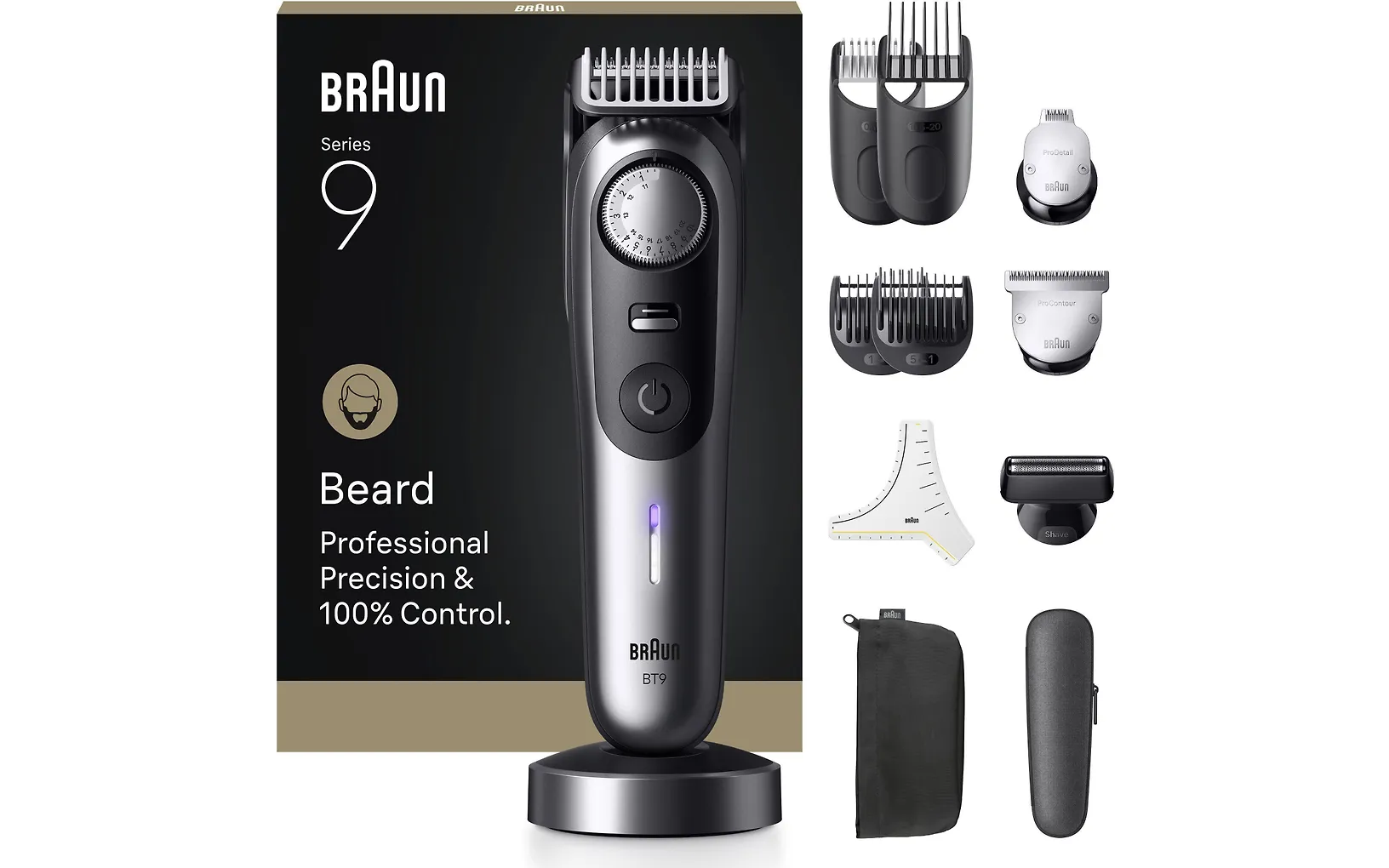Braun Series 9 skäggtrimmer, BT9560, Krom