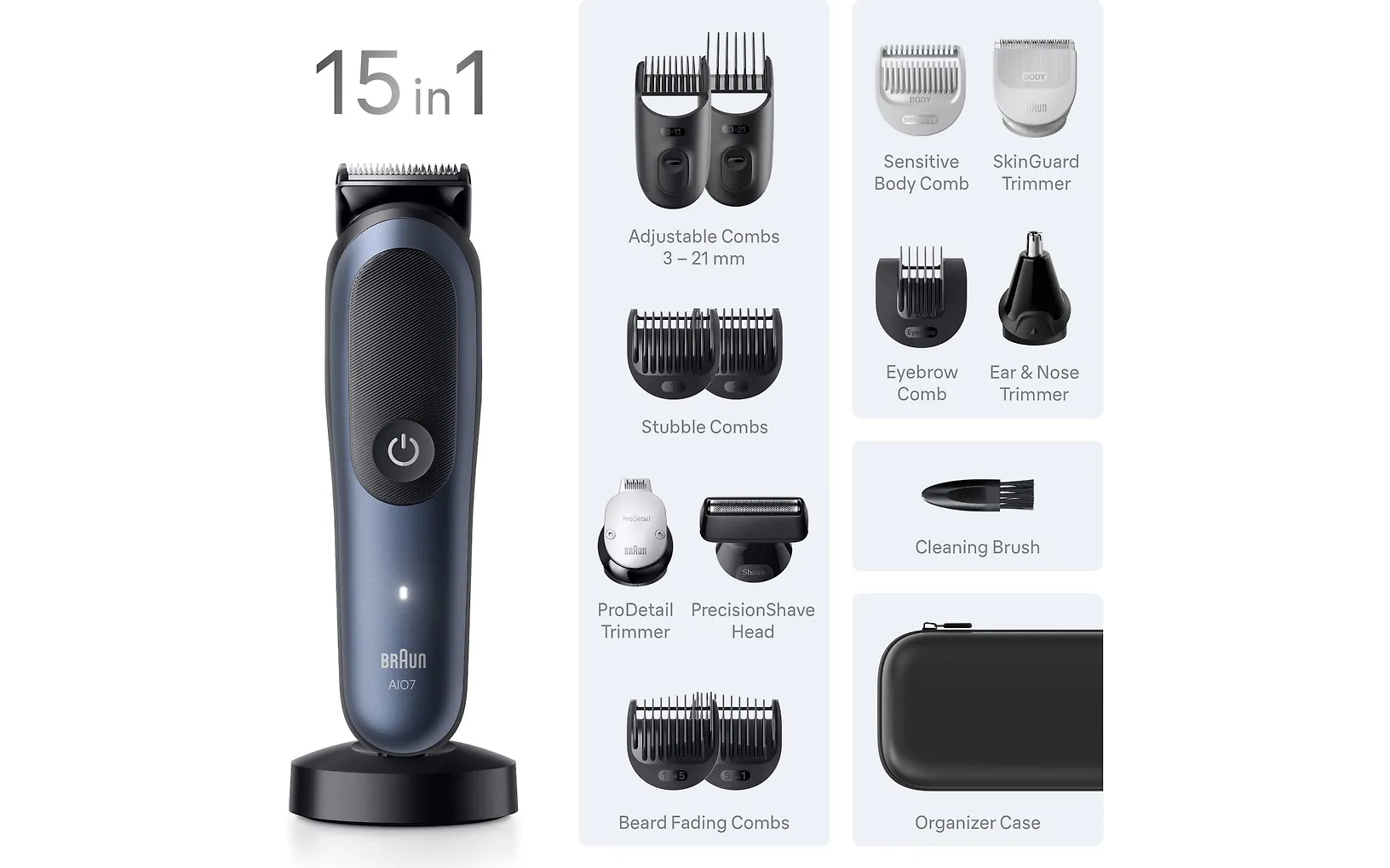 Braun All-in-One Series 7 monitoimitrimmeri, AIO7580, sininen