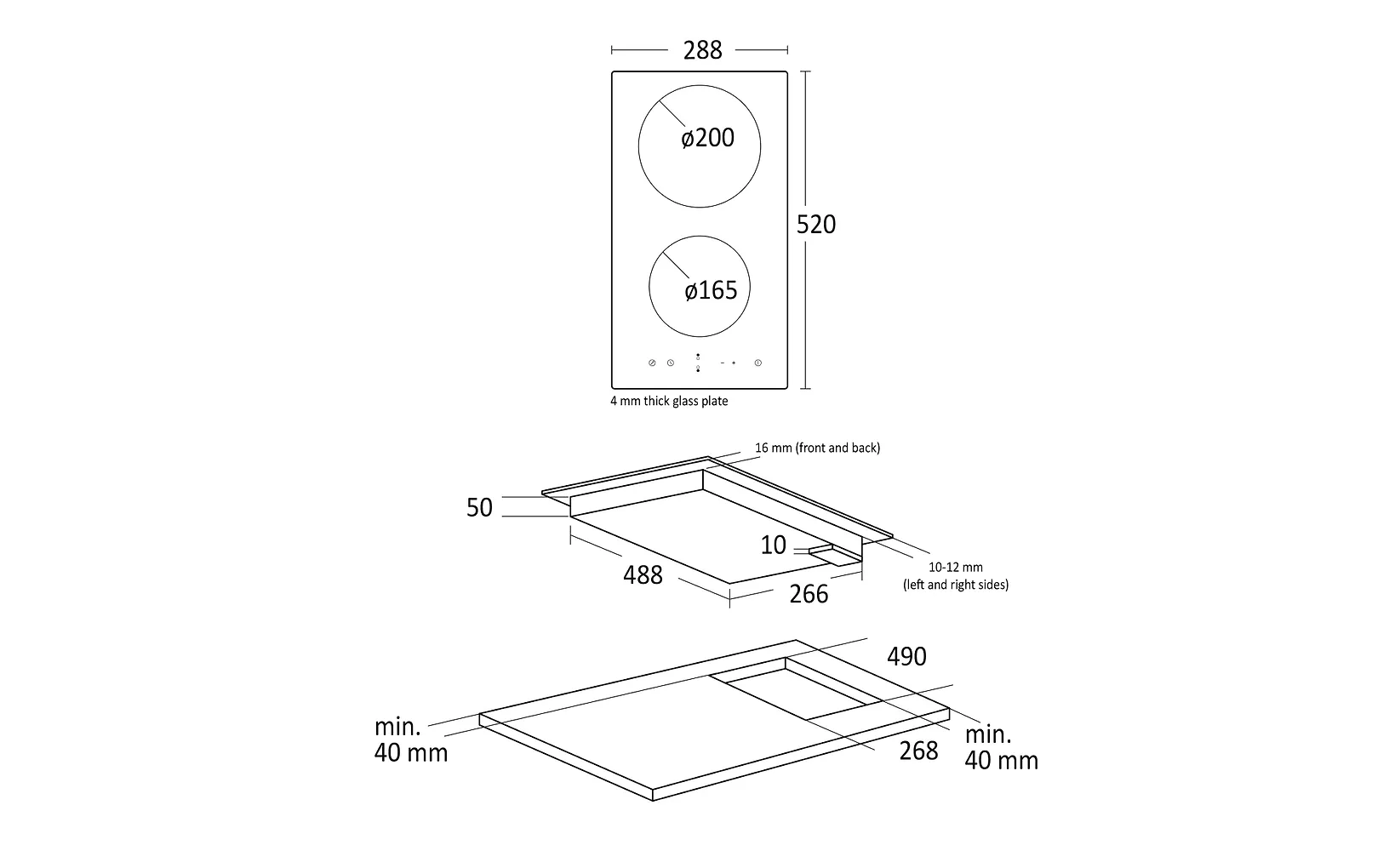 Scandomestic HOC30P Domino keraaminen keittotaso, 29 cm